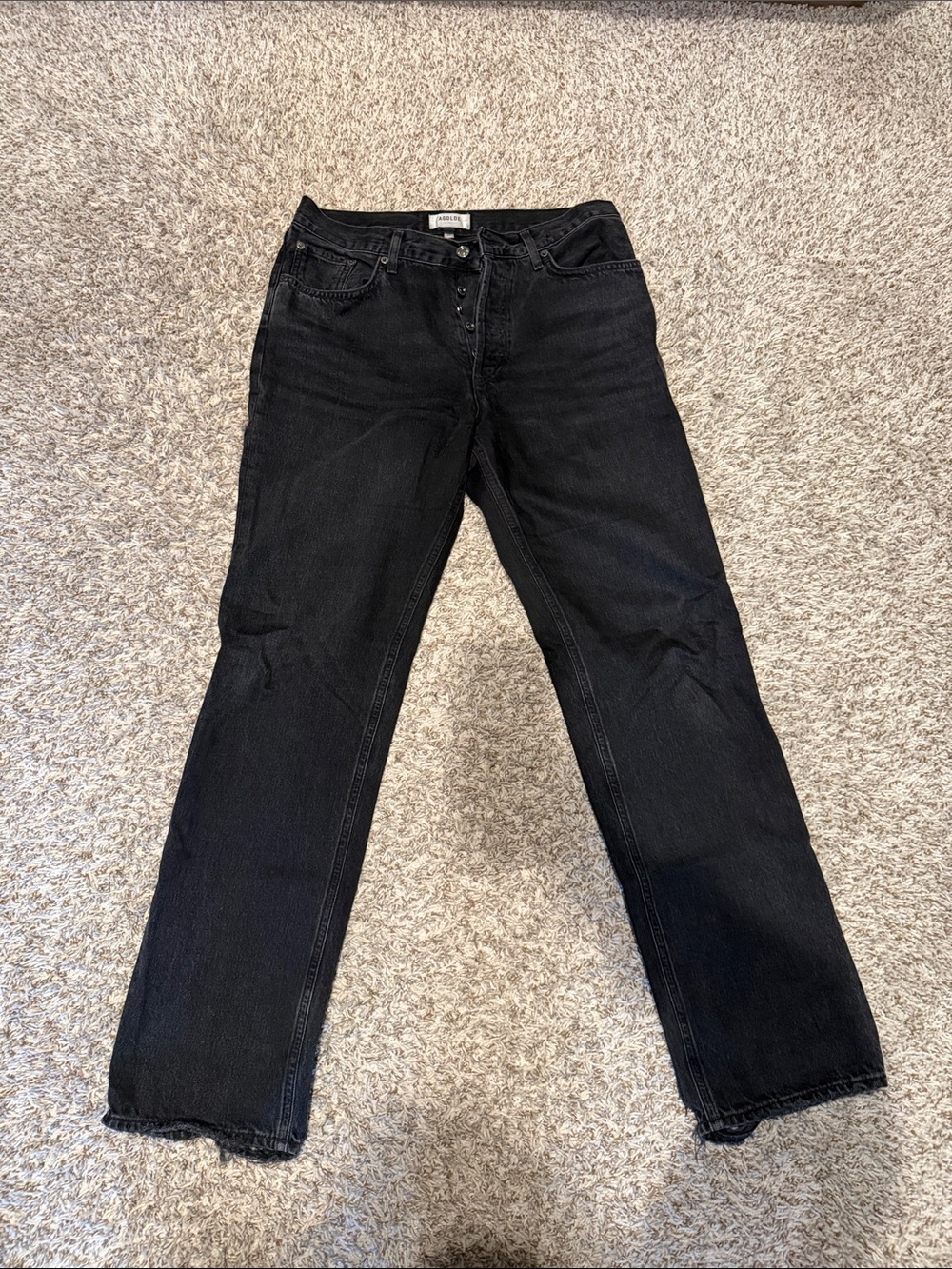 Agolde Lana Black Straight-Leg Jeans